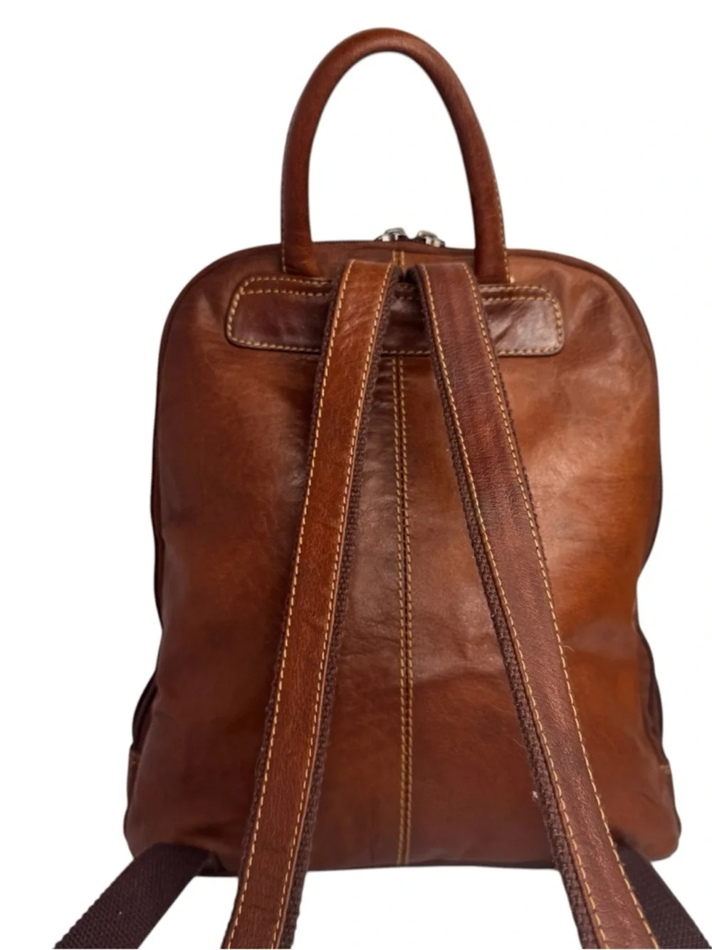 Jack Georges Voyager Buffalo Leather Backpack Cognac Brown